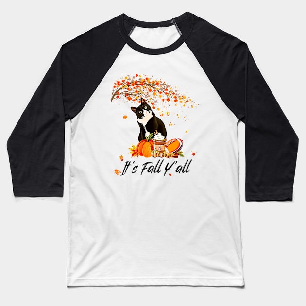 Cute Black Cat Lovers Thanksgiving Halloween Baseball T-Shirt by everetto